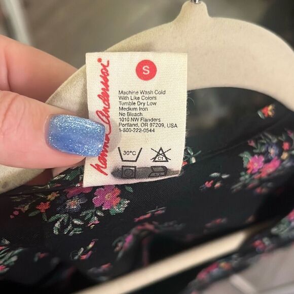✨Hanna Anderson Floral Button Down V-Neck 3-4 Sleeves Sz Small Midi Dress✨ - Picture 4 of 5